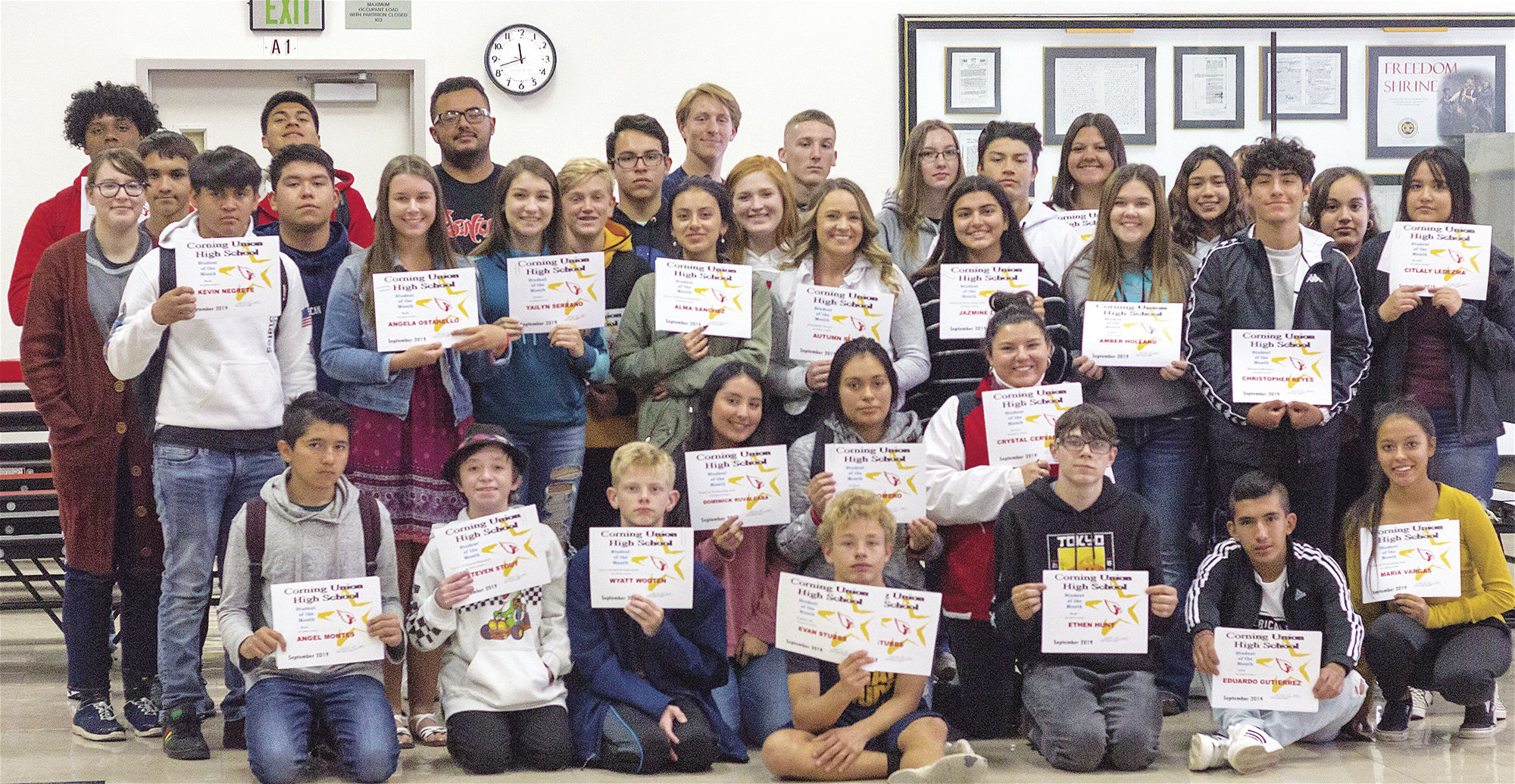 Corning High School students honored